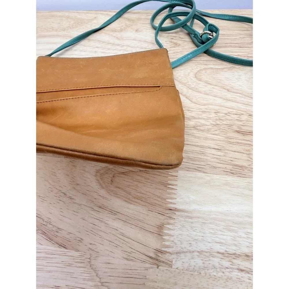 Hobo‎ International Leather Crossbody Bag Teal Tan Colorblock Slim #13